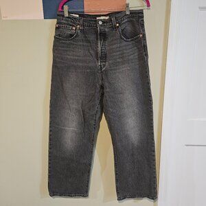 Levi's ribcage straight ankle jeans, black, size 31